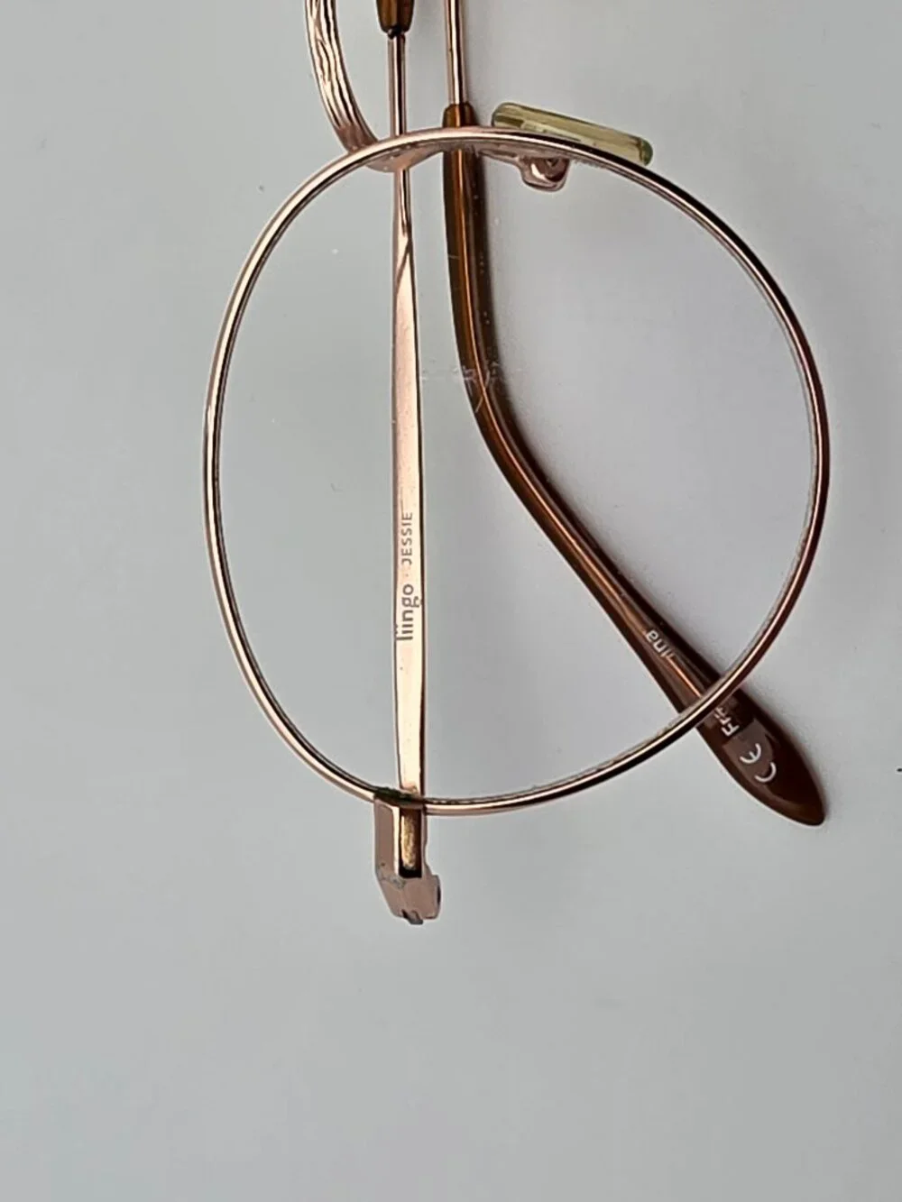 Liingo Jessie Rose Gold Crystal Brown Round Eyeglasses Frame 48-21-135